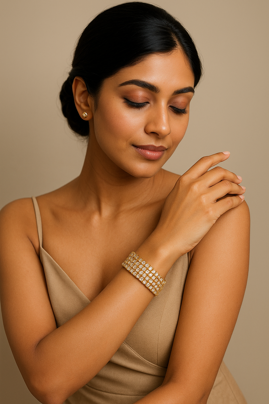 Close-up of a sparkling diamond bracelet